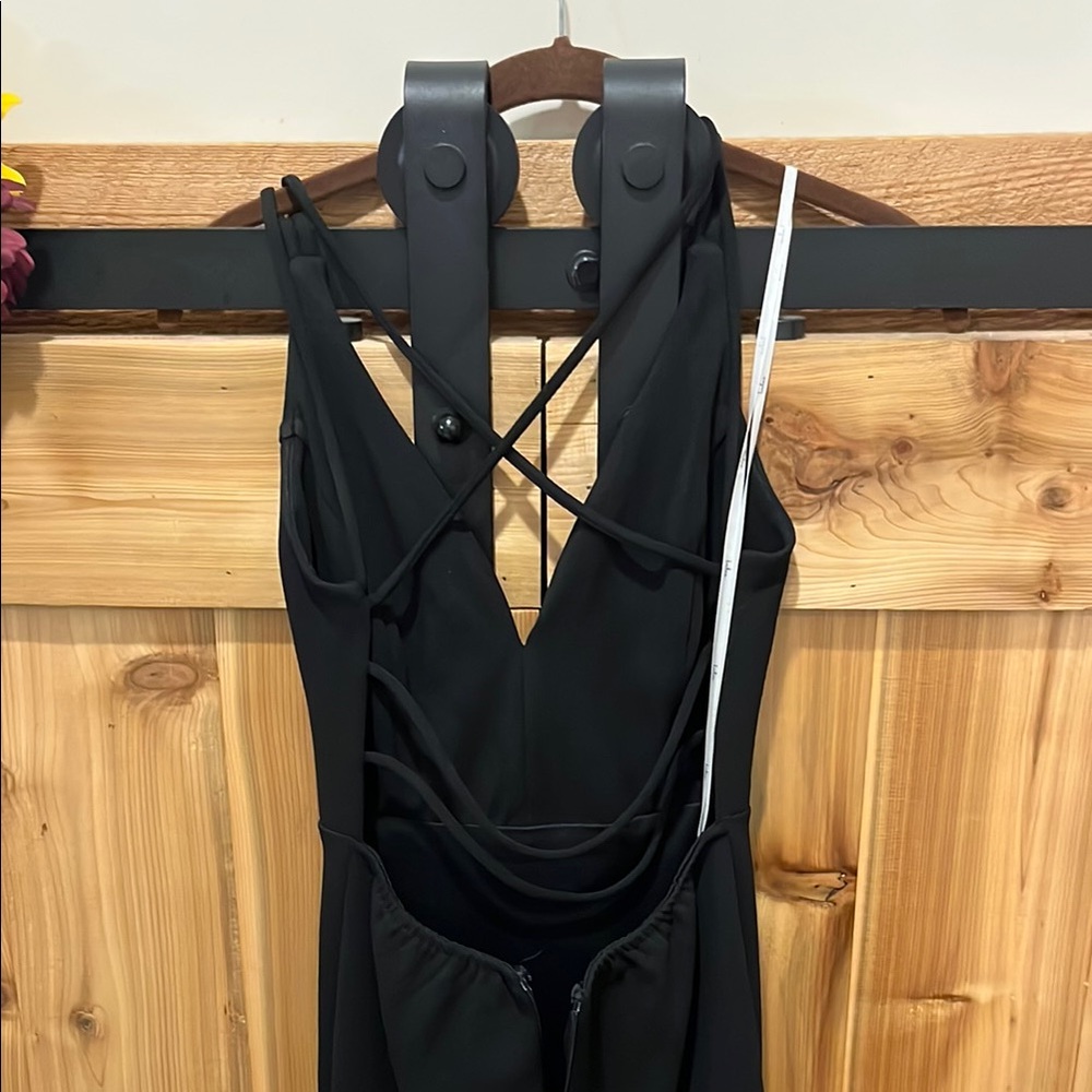 Lulu's Elegant Black Stappy Backless Formal Dress - Picture 3 of 6